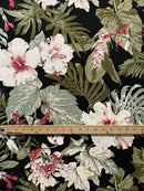 2nd measurement of Vintage Tropical Garden Upholstery Cotton Fabric