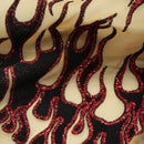 Fiery Glittered Flocked Stretch Mesh Fabric | Blue Moon Fabrics