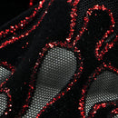 Fiery Glittered Flocked Stretch Mesh Fabric | Blue Moon Fabrics