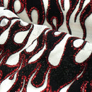 Fiery Glittered Flocked Stretch Mesh Fabric | Blue Moon Fabrics