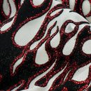 Fiery Glittered Flocked Stretch Mesh Fabric | Blue Moon Fabrics