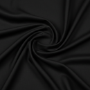 Solid black rayon challis fabric draped in soft, spiral folds.