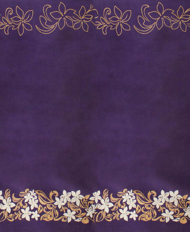 Tiare & Swirls Double Border Fabric | Glitter Polyester