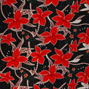 Large All Over Plumeria | Glitter Polyester Fabric Black