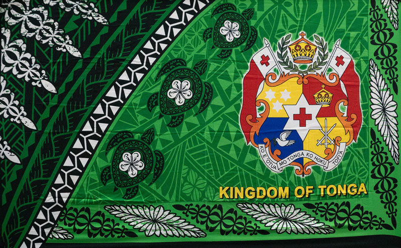 Kingdom of Tonga Seal Turtle Plumeria | Sarong Green