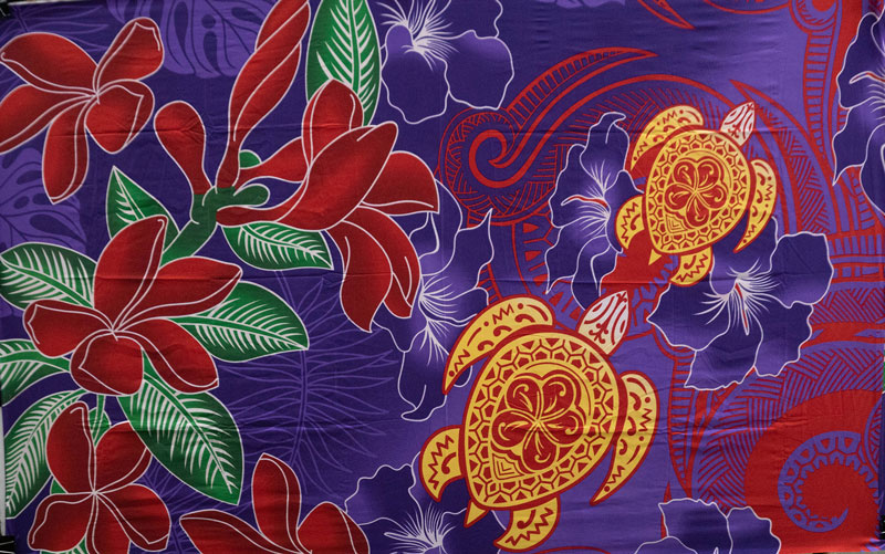 Hibiscus/Tiare/Turtle | Sarong Purple