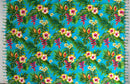 Hibiscus Plumeria & Tropical Leaves Sarong with Fringes