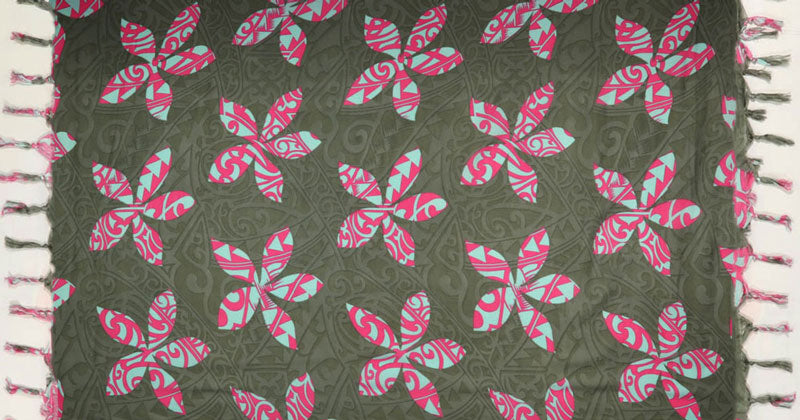 Colorful Tiare Sarong with Fringes Gray