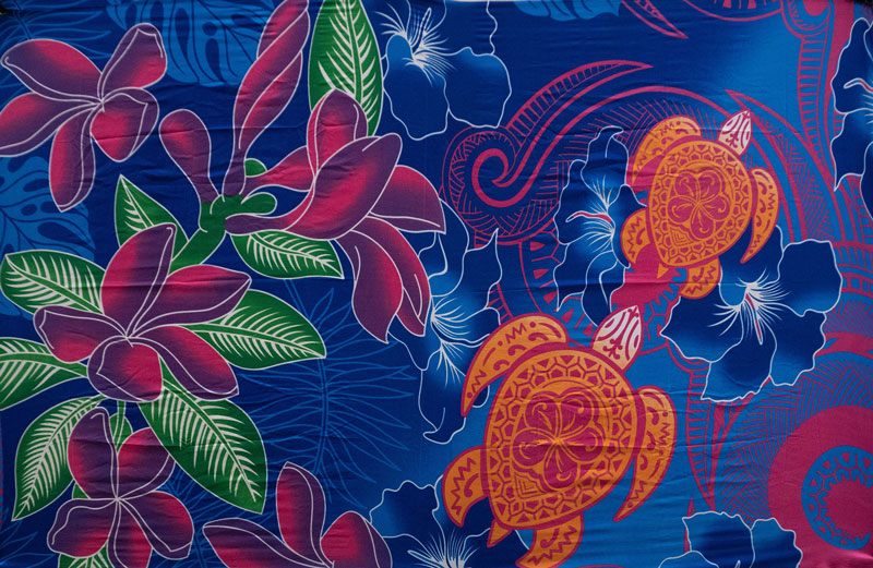 Hibiscus/Tiare/Turtle | Sarong Blue