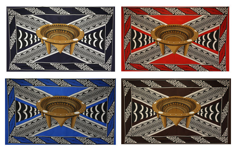 Kingdom of Tonga Kava Bowl All Around Border Crossing pattern | Sarong