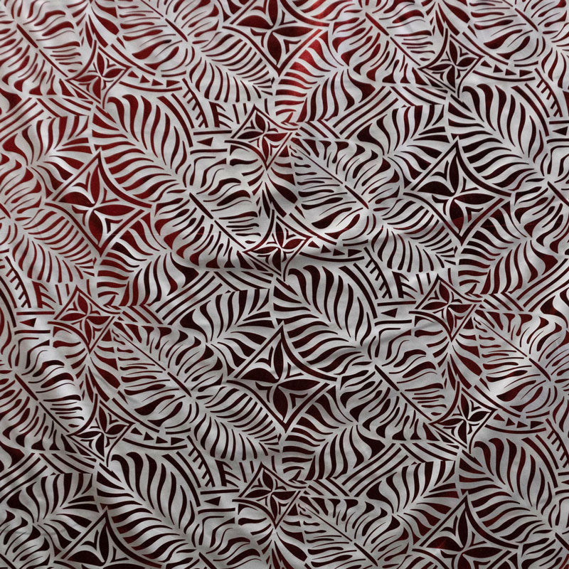 Monstera Leaf Tiara | Polyester Foil Printed Fabric Maroon