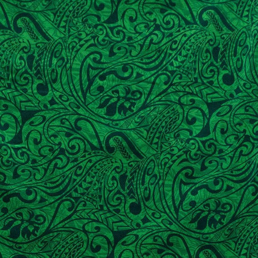 Polynesian Tribal Stems & Leaves All Over design Fabric | Cotton Light Barkcloth
