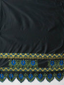 Floral Embroidered Border | Polyester Blue