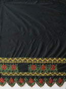 Floral Embroidered Border | Polyester Red