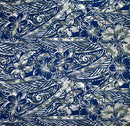 Traditional Polynesian Tattoo Hibiscus Plumeria Swirls Design Cotton Fabric | Islands Fabric