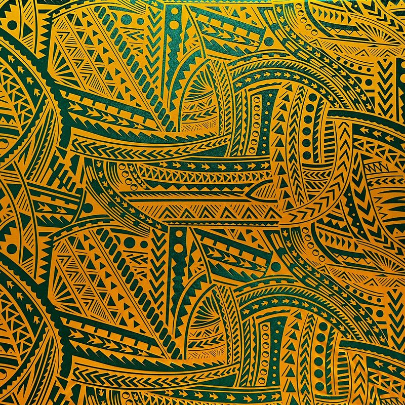 Traditional Polynesian Tattoo design Fabric| Polyester Foil