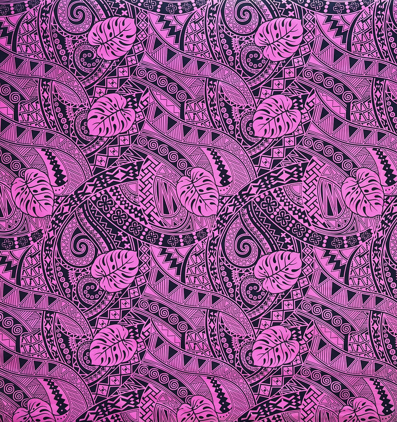 Traditional Polynesian Tapa Monstera leaves design Fabric | Polyester