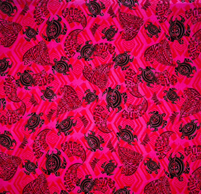 Sea Turtles w/ Traditional Polynesian Tattoo Patches Fabric  | Rayon