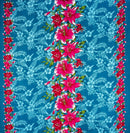 Triple Lily Border with tropical Flowers & Leaves Rayon Fabric | Islands Fabric