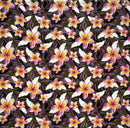 Plumeria & Tropical Leaves Print Fabric | Rayon Poplin