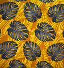 Mustard & Grey Monstera Dypsis Lutescens Leaves Peachskin Fabric