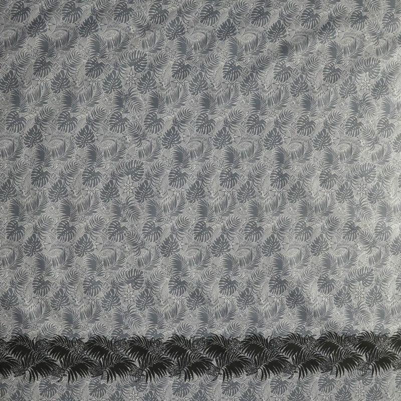 All Over Monstera Leaves Firm Fen | Single Border | Poly-Cotton Fabric