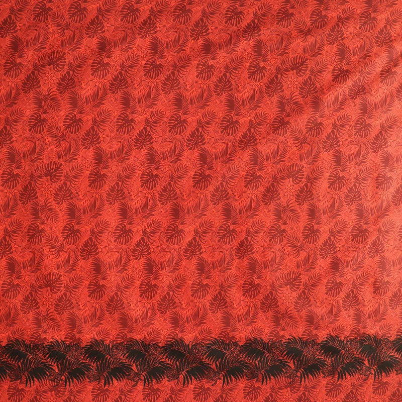All Over Monstera Leaves Firm Fen | Single Border | Poly-Cotton Fabric