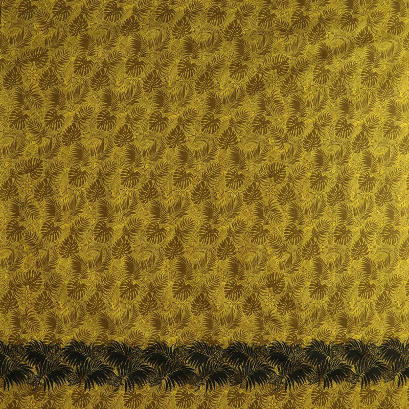 All Over Monstera Leaves Firm Fen | Single Border | Poly-Cotton Fabric