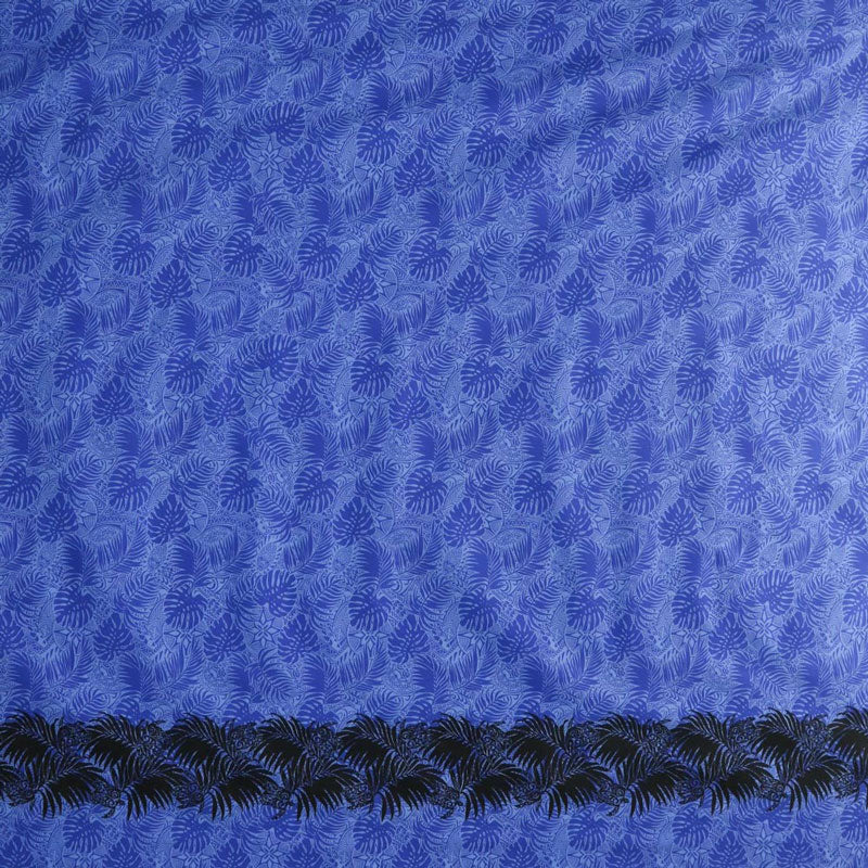 All Over Monstera Leaves Firm Fen | Single Border | Poly-Cotton Fabric