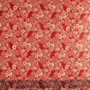 Polyensian Hibiscus & Plumeria Flowers Traditional Tattoo Single Border | Poly-Cotton Red