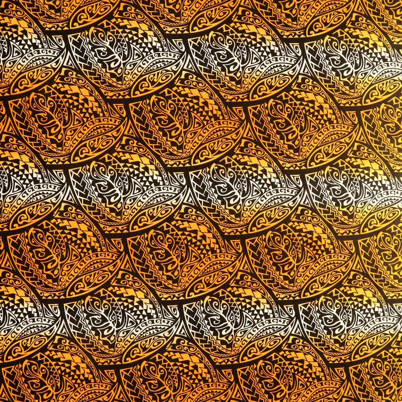 Traditional Polynesian Tattoo Gradient Design Fabric| Cotton-Poplin