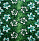 Green Plumeria Traditional Tattoo background Peachskin Fabric