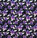 Blue/Pink Plumeria & Tropical Leaves Print Fabric
