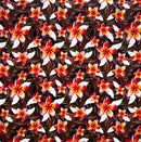 Red/Orange/Pink Plumeria & Tropical Leaves Print Fabric