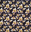Yellow/Purple Plumeria & Tropical Leaves Print Fabric