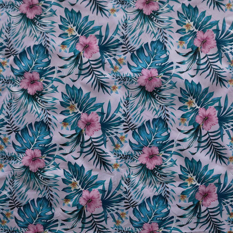 Hibiscus Monstera Palm leaves Fabric | Polyester