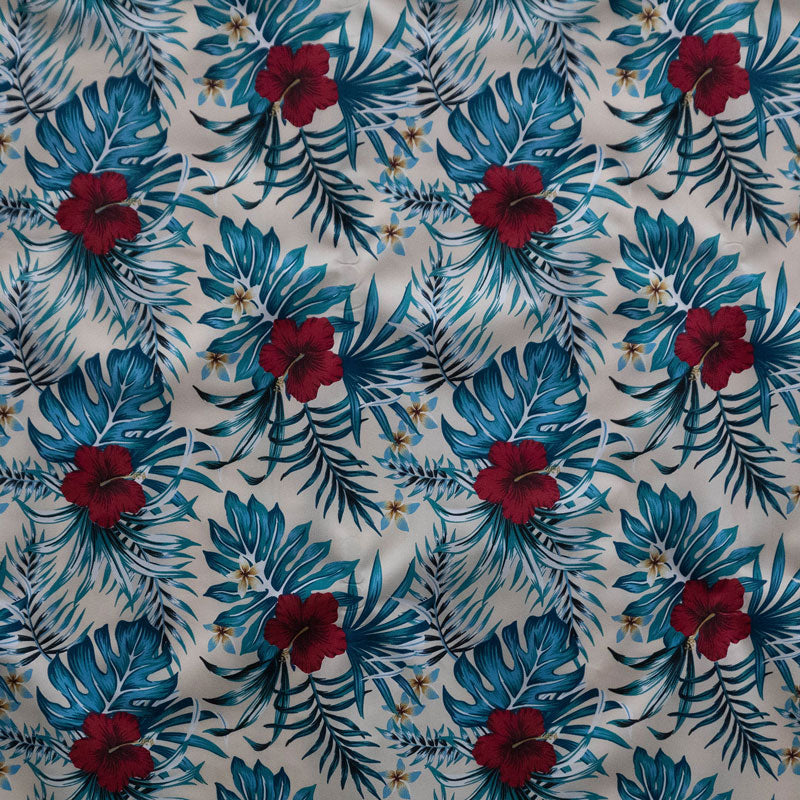 Hibiscus Monstera Palm leaves Fabric | Polyester