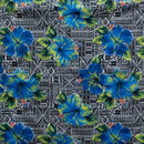 Hibisicus on traditional Tapa Polyester Fabric | Islands Fabric