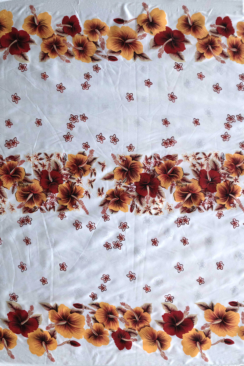 Hibiscus Triple Border | Polyester Fabric  Gold