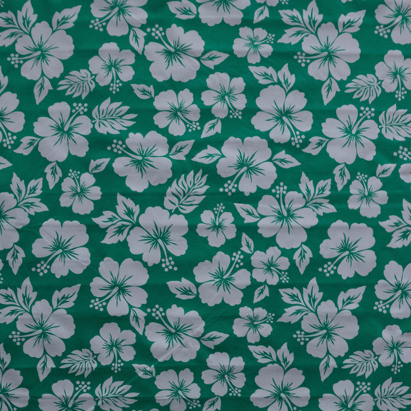 Hibiscus/Monstera | Polyester Fabric Green