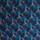 Turquoise & Pink Split & Banana Leaf w/ Traditional Tribal design Rayon Poplin Fabric