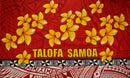 Red colored Talofa Samoa Plumeria Sarong | Islands Fabric