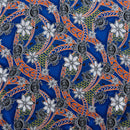 Royal colored Tiare Sea Turtles Polynesian Tribal Design Rayon Fabric