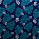 Purple/Turquoise colored Tiare & Split Leaf Cotton Fabric