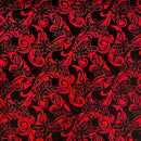 Black/Red colored Tiare Swirls Fabric