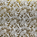 White/Gold colored Tiare Swirls Fabric