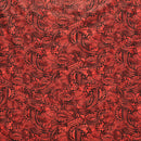 Red colored Traditional Polynesia Tattoo All Over Fan design Poly Cotton Fabric