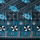 Black colored Traditional Polynesian Geometric Flower Design Fabric