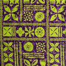 Green/Purple Traditional Polynesian Tapa Design Fabric