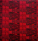 Red & Black Traditional Polynesian Tapa Light Barkcloth Fabric